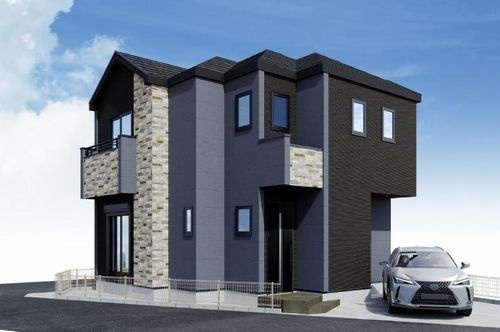 【外観】 | 【仲介手数料０円】茅ヶ崎市出口町3期　新築一戸建て | 外観パース　茅ヶ崎市出口町3期　新築一戸建て