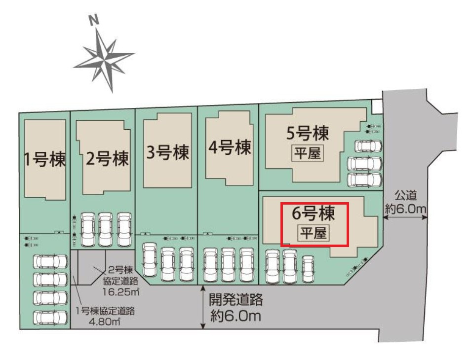 ブルーミングガーデン宇都宮市江曽島町の区画図|【全6棟】各号棟の詳細については、お気軽にお問い合わせください♪