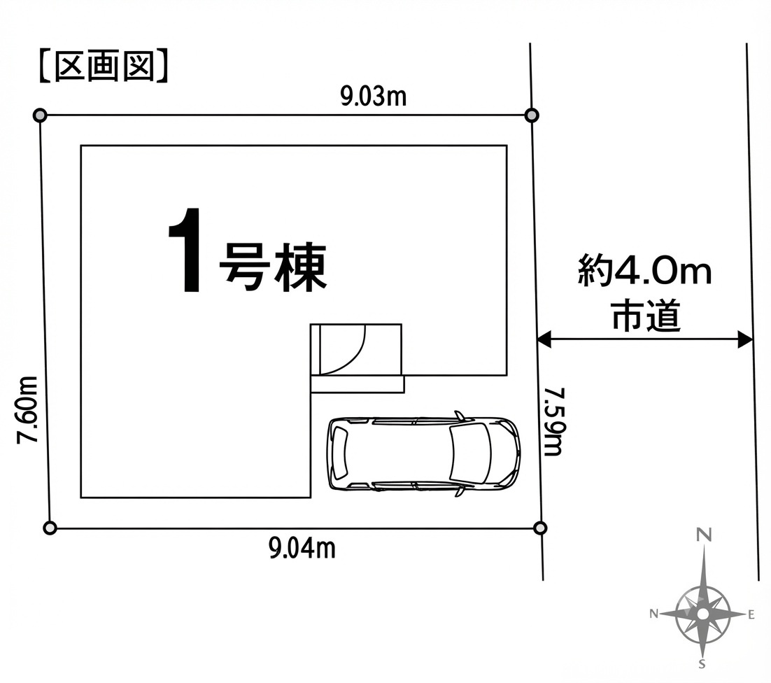 入間市東藤沢6丁目・全1棟　新築一戸建　～全室2面採光～の区画図|駐車1台可能です。