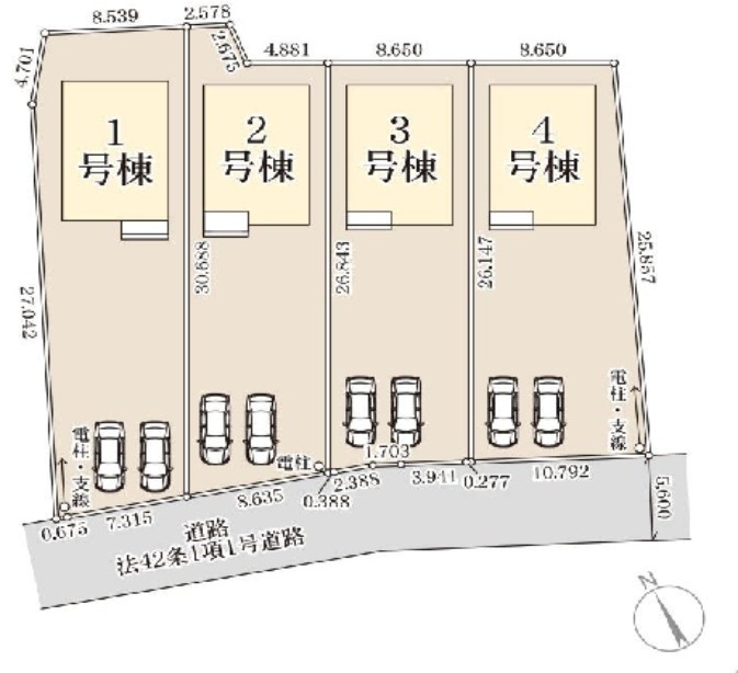 都賀町平川　新築戸建1-2の区画図