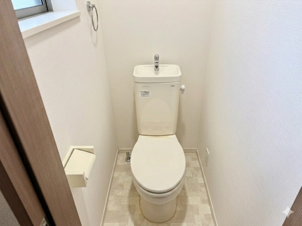 京都市北区上賀茂東後藤町　中古一戸建てのトイレ|1・2階の2ヶ所にあるので、朝の忙しい時間の順番待ちもなく、深夜の利用にも大変便利です。