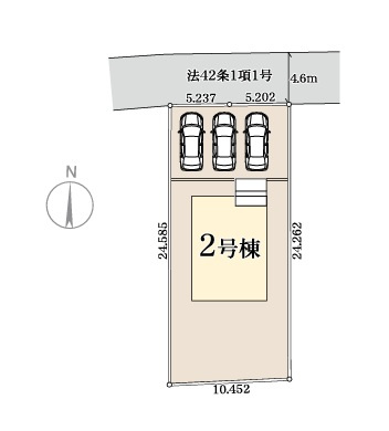 リーブルガーデン  笠間市岩間駅西　第3　2の区画図|北4.5メートル公道。
内覧可能です。ご予約はHPから、またお電話でも、お気軽にどうぞ。