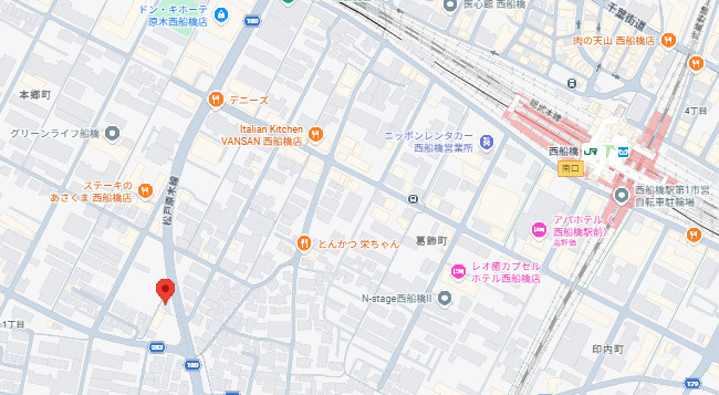 船橋市本郷町の店舗事務所の地図