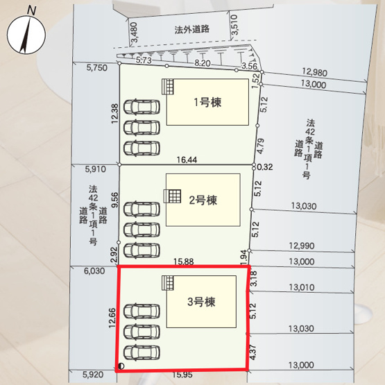 【区画図】 | Cradle garden　二本松市油井第６　３号棟 | ★内覧予約で新米2kg★