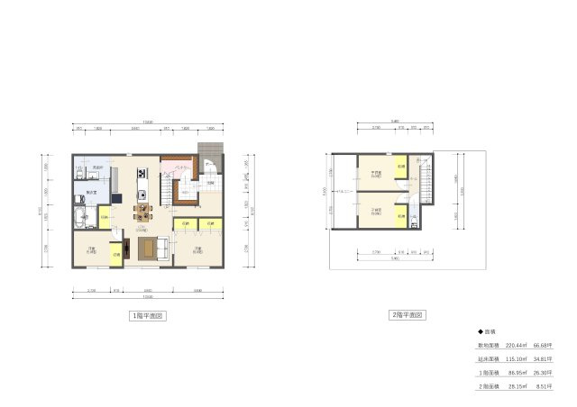 花山台土地の参考プラン|建物プラン2,700万円（外構・ライフライン引込工事等含まず）