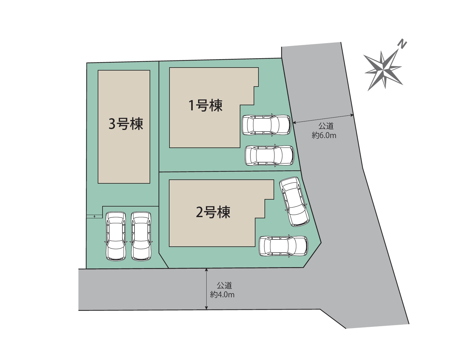 大野城市乙金東3丁目第1-3棟（2号棟）の区画図|配置図（2号棟）