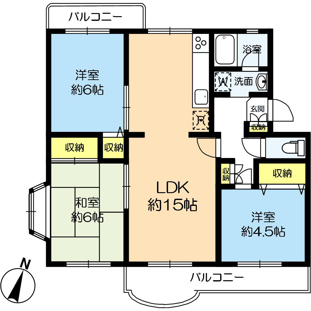 名谷25団地102号棟の間取り|★2019年1月リフォーム履歴あり：◇キッチン・洗面・浴室・トイレ交換など