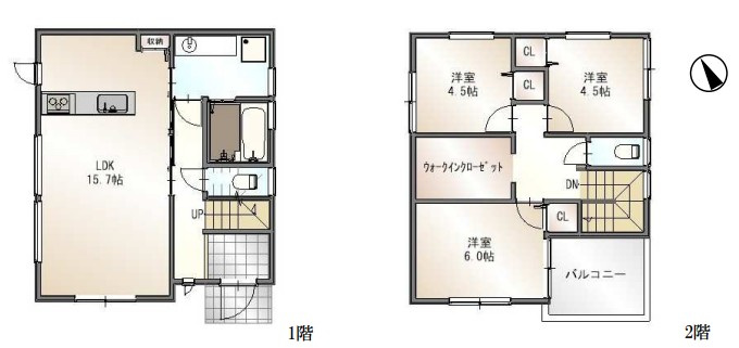 JR大久保駅まで徒歩20分　大久保町谷八木　新築戸建の間取り