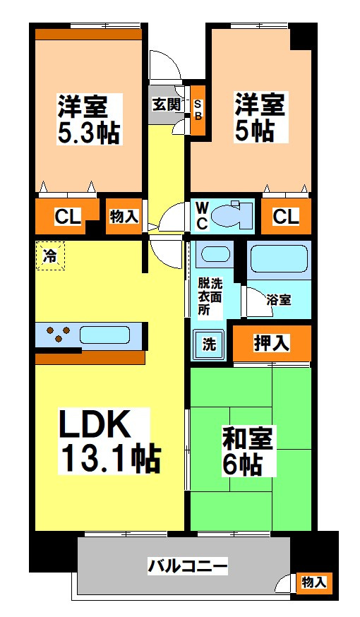 小金井市東町３丁目の賃貸マンションの間取り