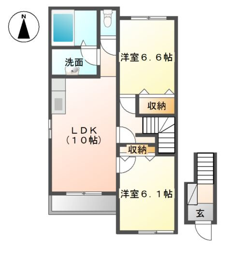 遠賀郡岡垣町大字吉木のアパートの間取り