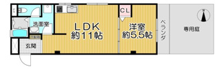 【間取り】 | 武庫之荘コーポラス | 単身様におすすめのゆったり１LDK＋専用庭です♪室内は令和４年９月フルリノベーション済み！！