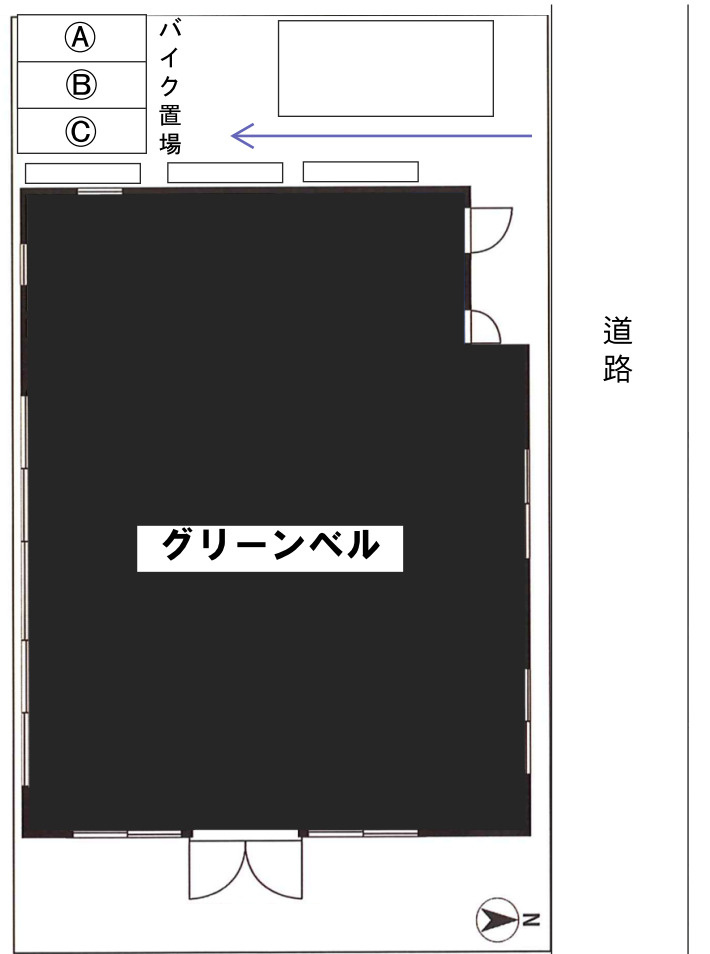 グリーンベルバイク置場の区画図