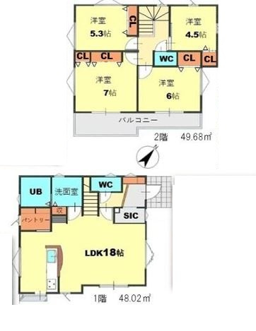 【新築】鶴ヶ島市上広谷新築分譲住宅 全1棟の間取り