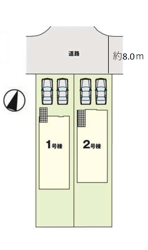 古賀市花鶴丘3丁目第3-2棟（1号棟）の区画図|配置図（1号棟）