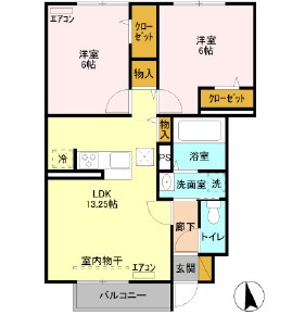 リバーパーク神明Cの間取り|反転タイプ
