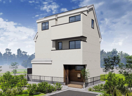 板橋区高島平7丁目　駅チカ×太陽光　耐震住宅　限定1棟の外観パース