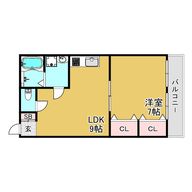 神戸市長田区萩乃町３丁目のアパートの間取り