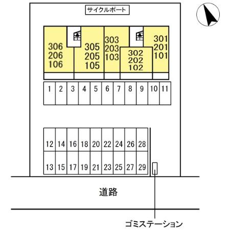合志市竹迫のアパートの区画図