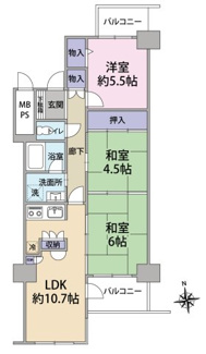 【間取り】 | シャルマン千田町 | 3LDK　南向きのお部屋