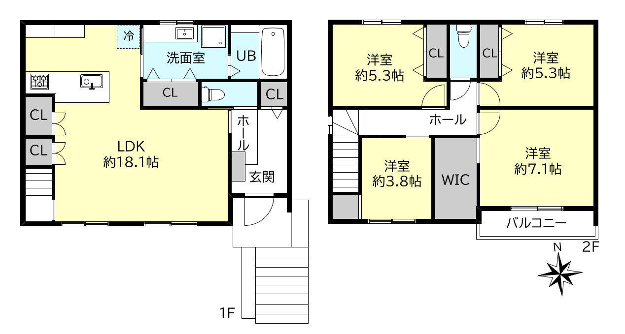 神戸市西区美穂が丘４丁目新築戸建18号地の間取り