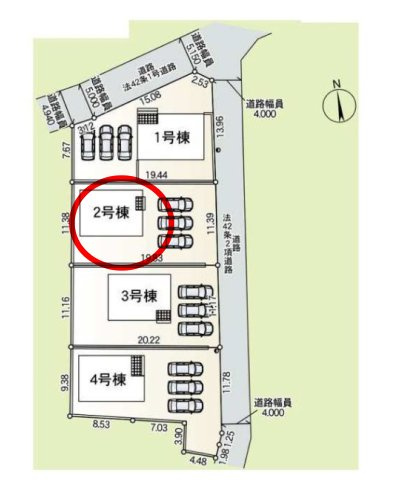 クレイドルガーデン前橋市堀之下町第１　2号棟の区画図|駐車場並列３台以上ＯＫ！陽当たりも良好です☆
