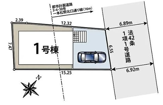 【新築】鶴ヶ島市中新田第6 全1棟の区画図