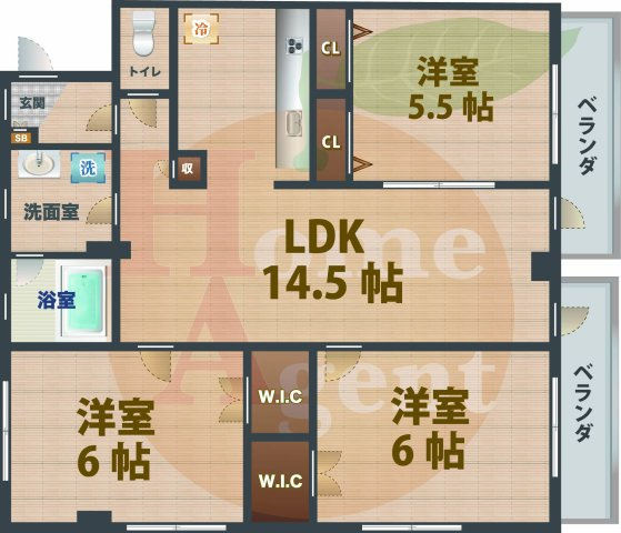 【間取り】 | ミレニアム02 | 3LDKのお部屋です。