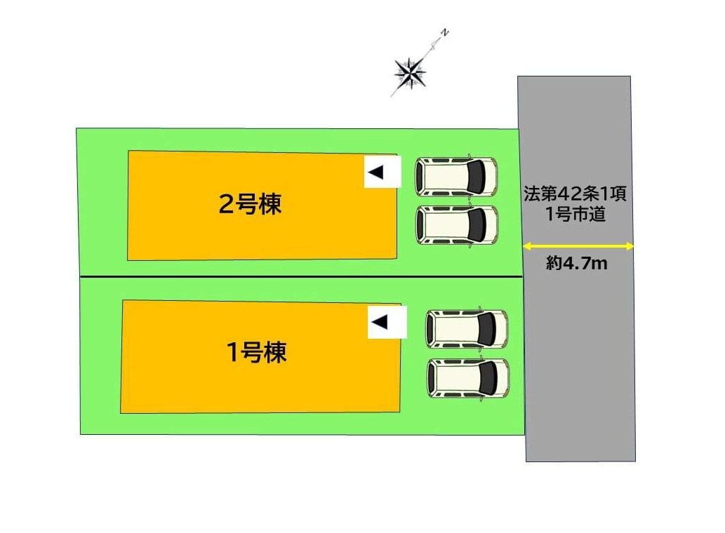 福岡市博多区月隈6丁目第1-2棟（2号棟）の区画図|配置図