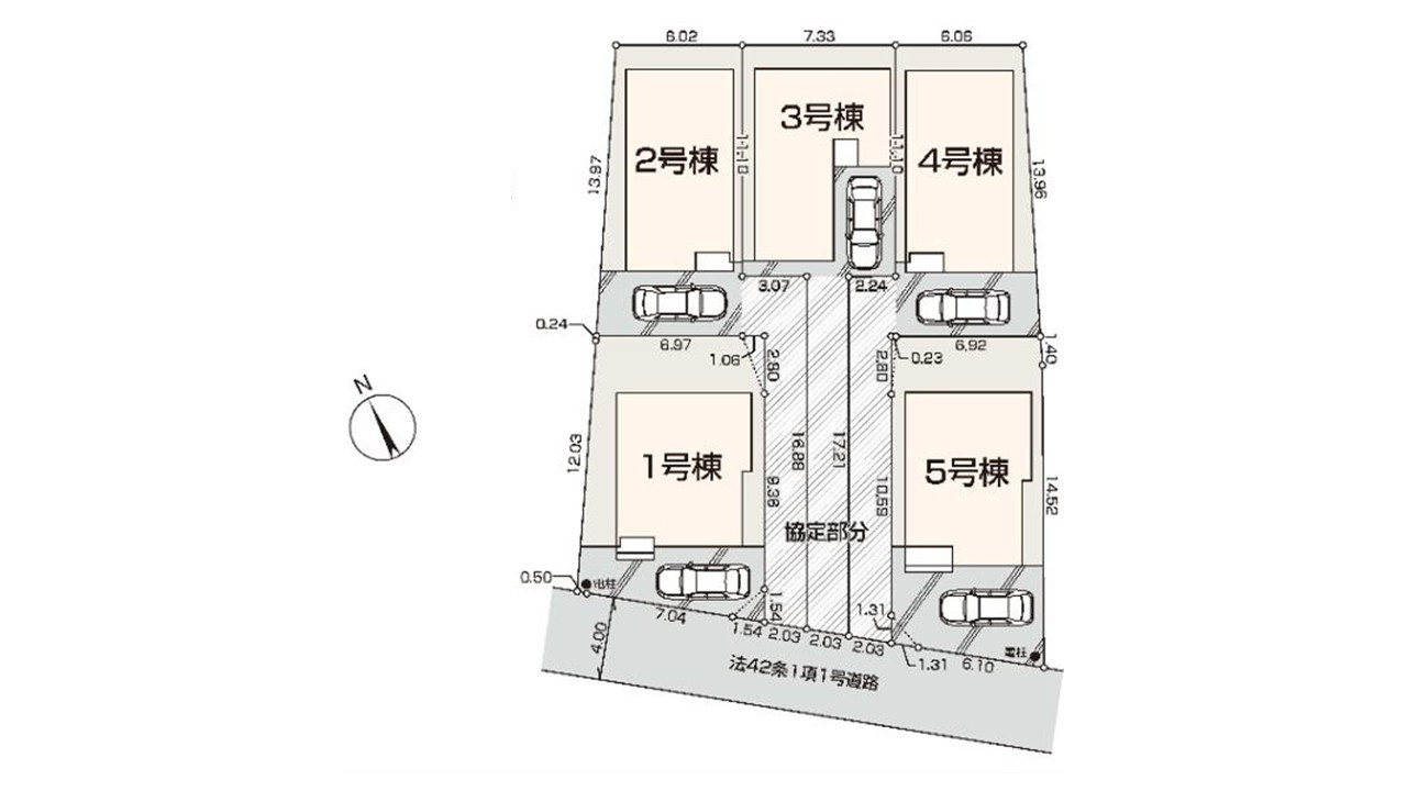 昭島市拝島町１丁目　全５棟　２号棟の区画図