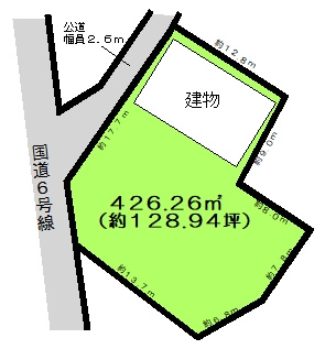 牛久町　6号沿い　店舗・事務所の区画図|土地区画図