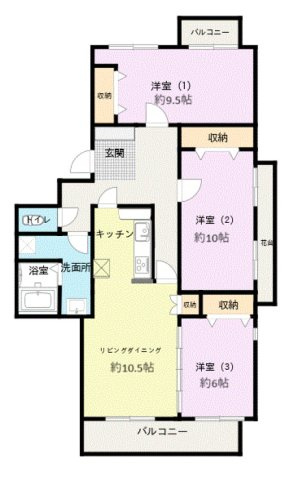 長池公園せせらぎ通り北の間取り|3LDK、価格2990万円、専有面積98.81m²、バルコニー面積10.39m²
