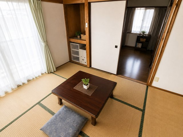 前橋市広瀬町 中古住宅の和室|※掲載しております室内写真の一部は、家具・荷物等を整理したイメージとしてAI画像編集を行っております。実際の現況とは異なるります予めご了承ください。残置物は弊社にて処分いたします。