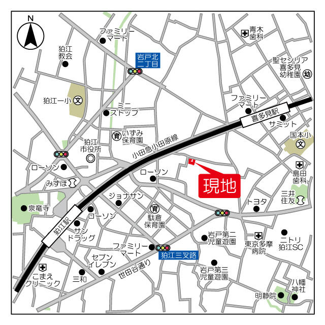 狛江市岩戸北３丁目の賃貸マンションの地図