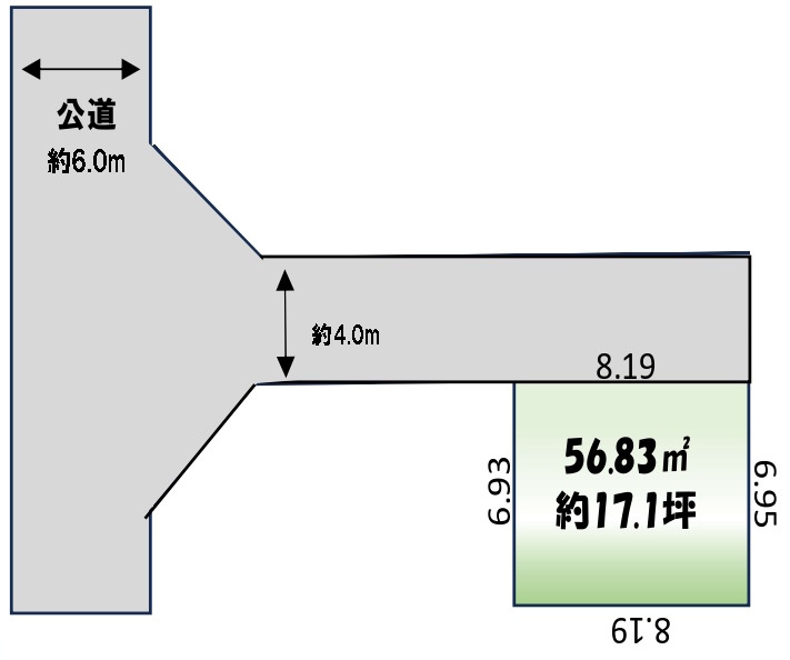敷地面積17.19坪　売地　越谷市下間久里