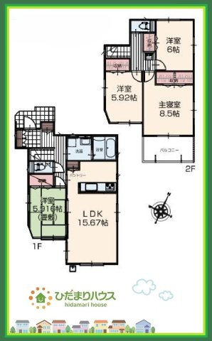 いろどりアイタウン日立市西成沢町　新築戸建　10号棟の間取り|パントリー完備で散らかりがちなキッチン回りもラクラクお片付けできちゃいます！(*^-^*)