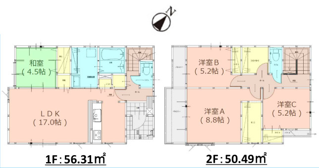 【間取り】 | 福岡市東区香住ケ丘5丁目3期　1号棟（全1棟）【仲介手数料無料・0円】 | 平日、土日祝日もお好きな日時にご見学可能です。お気軽にお問合せ下さい。