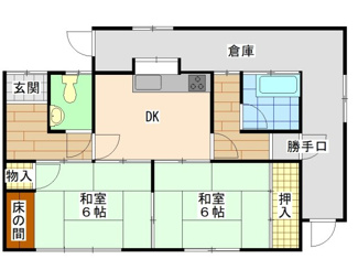 【間取り】 | 山口市宮野上中古住宅／2DK・平家