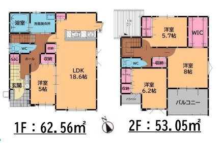 【間取り】 | 福岡市東区美和台5丁目8期　2号棟（全2棟）【仲介手数料無料・0円】 | 平日、土日祝日もお好きな日時にご見学可能です。お気軽にお問合せ下さい。