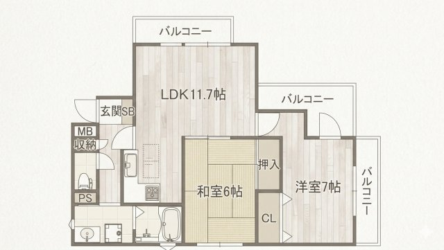 セレーヌコート中山手の間取り|フルリフォーム済★即入居OKの2LDK