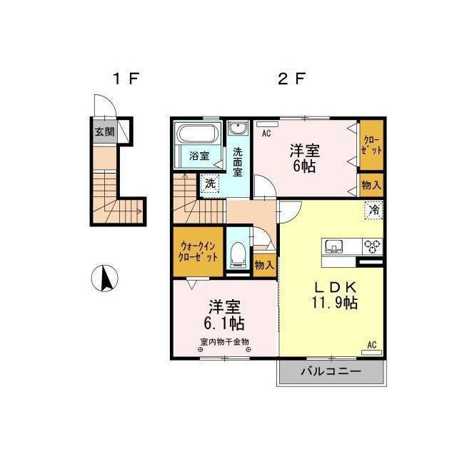 岐阜市蔵前３丁目のアパートの間取り