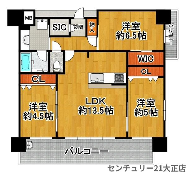 プレサンスロジェ大正三軒家東サウスビューの間取り