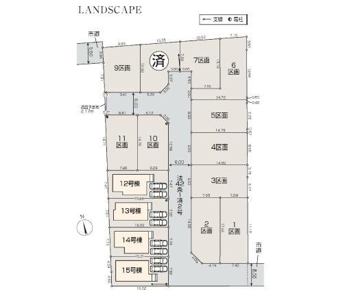 【Livele Garden.S】国分寺北町第二の区画図|全15区画の新しい街並みの広がる開発分譲地内の物件になります。
カースペースは並列2台分ご用意♪（車種による）
