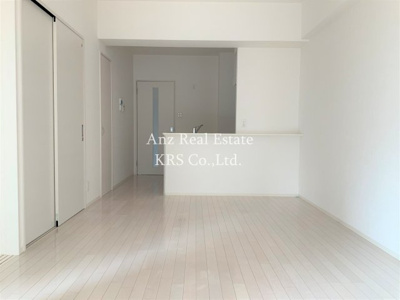【居間・リビング】 | リンデンプラザ心斎橋 | 白を基調とした洗練お部屋！リビングを見渡せるキッチン！
