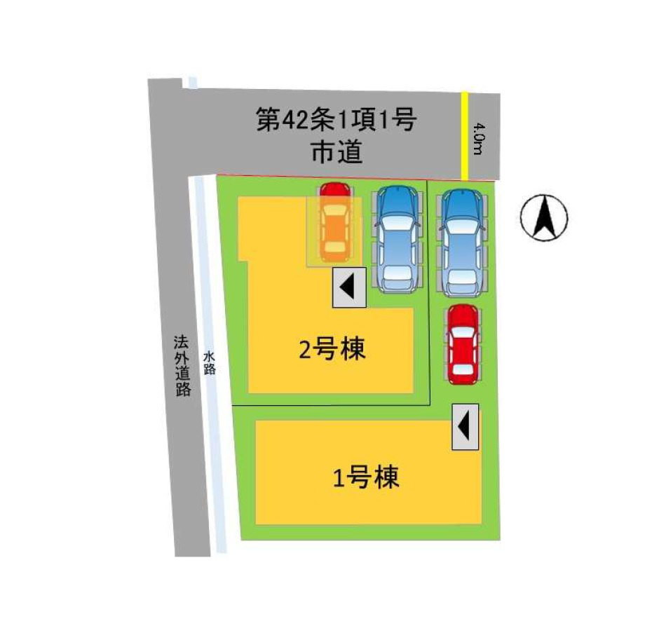 筑紫野市杉塚7丁目第1-2棟(1号棟)の区画図|配置図（1号棟）