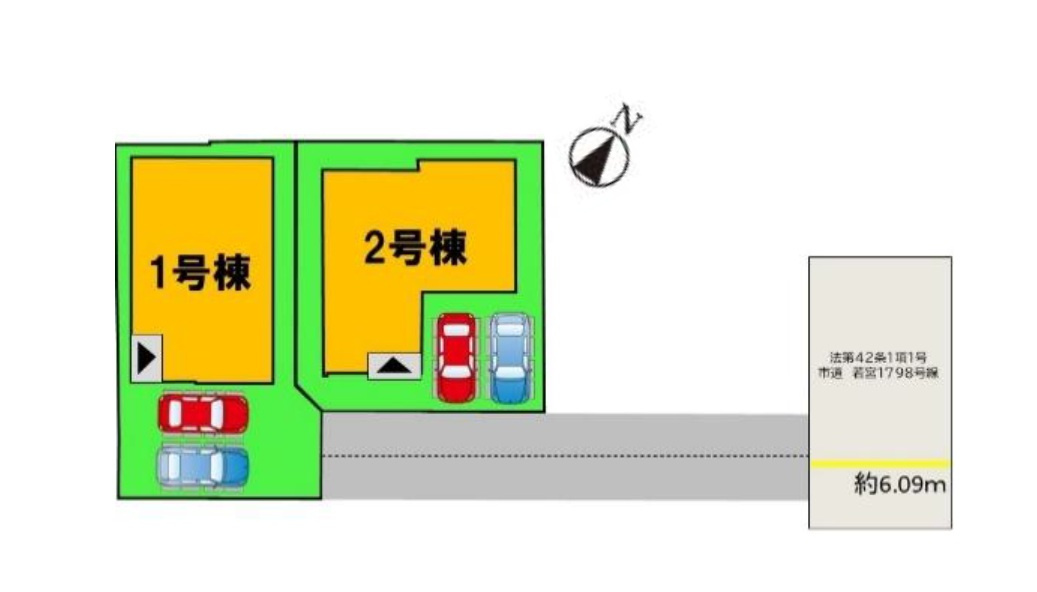 福岡市東区若宮4丁目第5-2棟（1号棟）の区画図|配置図（1号棟）