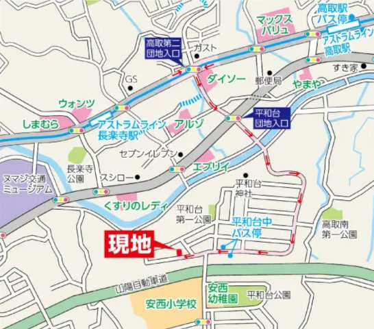 高取南2丁目カーサヴェルディ新築一戸建ての地図|現地周辺の地図です