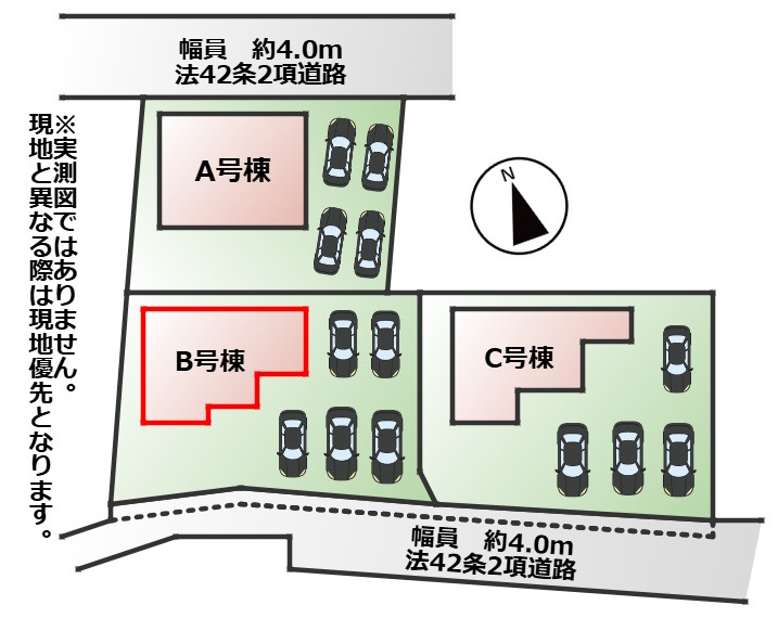 ハートフルタウン宇都宮市鶴田町2488番の区画図|【全3棟】各号棟の詳細については、お気軽にお問い合わせください♪