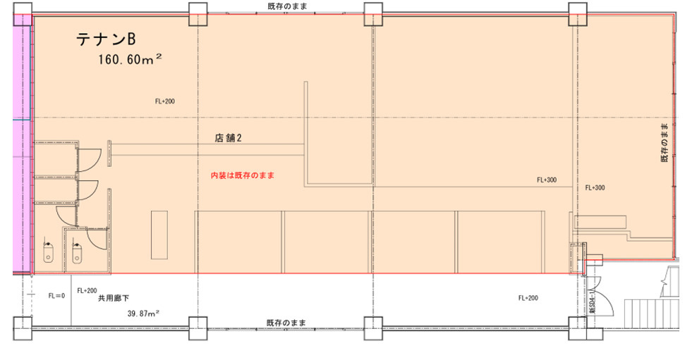 大阪市中央区南船場１丁目の店舗一部の間取り
