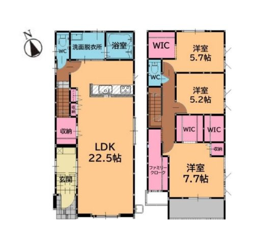 太宰府市通古賀6丁目第1-4棟（4号棟）の間取り|全居室収納付きで便利です。