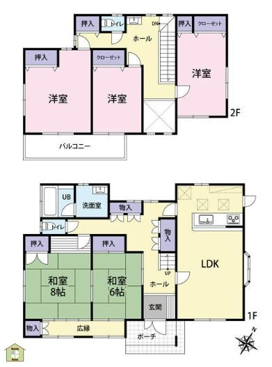 越谷市平方　中古一戸建ての間取り